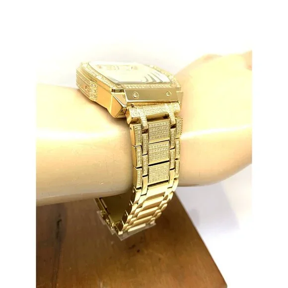 JBW Men's Watch PS570A Echelon Swiss Quartz Diamond Gold Steel Platinum Series
